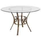 Table à manger ronde en verre avec cadre en métal de 48" - 48L x 48P x 29,5H