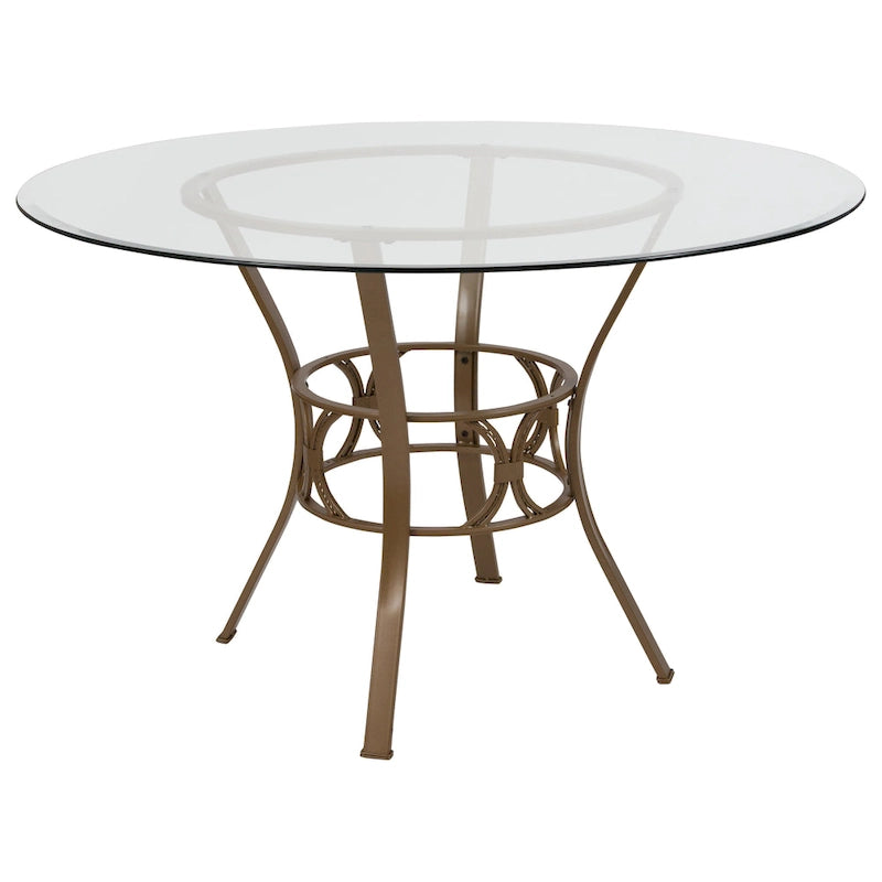 Table à manger ronde en verre avec cadre en métal de 48" - 48L x 48P x 29,5H