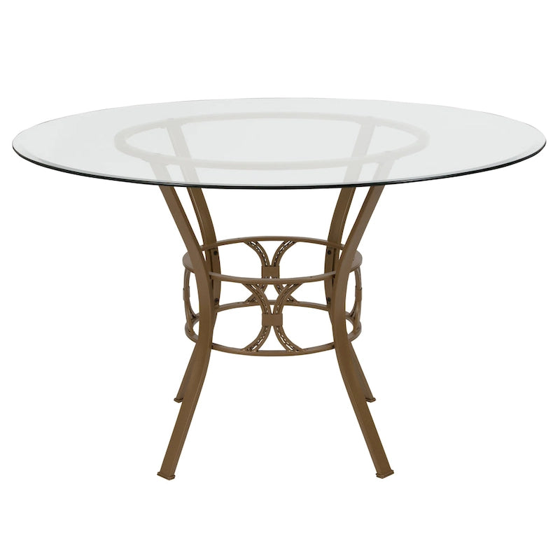 Table à manger ronde en verre avec cadre en métal de 48" - 48L x 48P x 29,5H