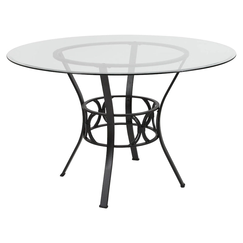 Table à manger ronde en verre avec cadre en métal de 48" - 48L x 48P x 29,5H