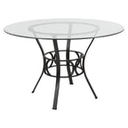Table à manger ronde en verre avec cadre en métal de 48" - 48L x 48P x 29,5H