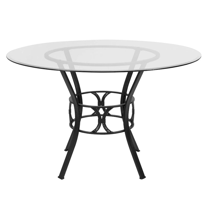 Table à manger ronde en verre avec cadre en métal de 48" - 48L x 48P x 29,5H