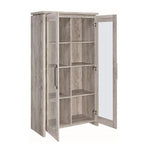 Vitrine spacieuse en bois avec deux portes vitrées, grise