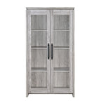 Vitrine spacieuse en bois avec deux portes vitrées, grise