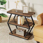 Table d'appoint rectangulaire à 3 niveaux avec cadre en métal pour salon, table de chevet pour chambre à coucher