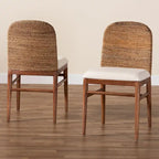 Lot de 2 chaises de salle à manger Modern Bohemian en jonc de mer naturel et bois d'acacia