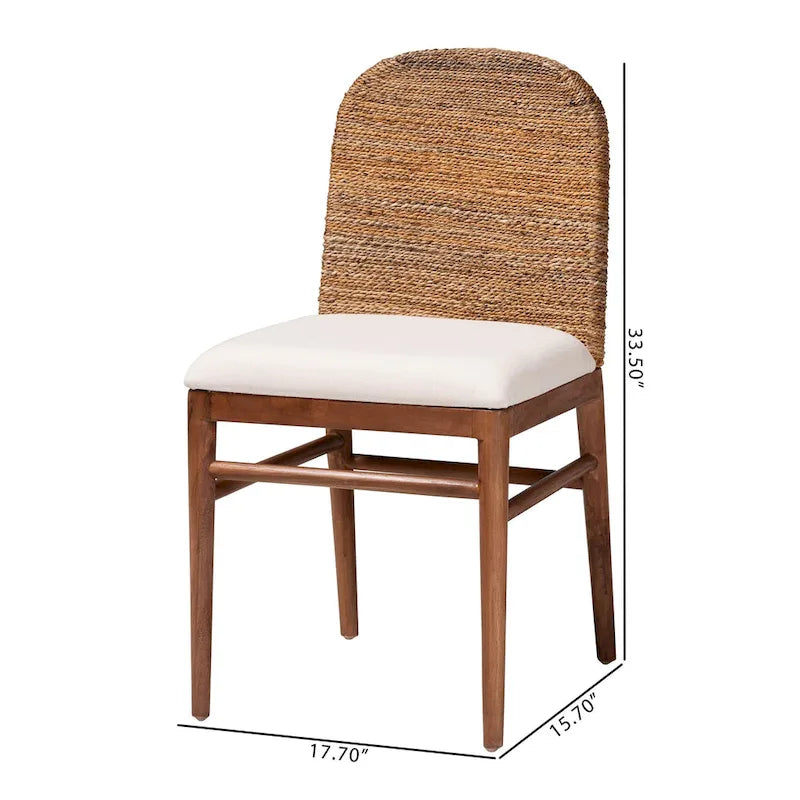 Lot de 2 chaises de salle à manger Modern Bohemian en jonc de mer naturel et bois d'acacia