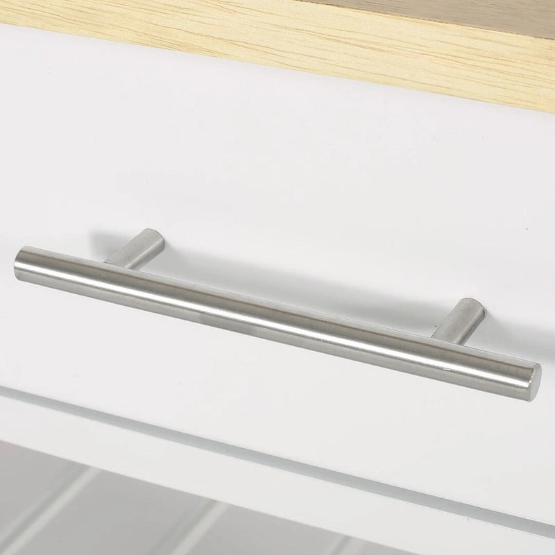 Desserte de cuisine moderne en bois avec roues, tiroirs et étagères