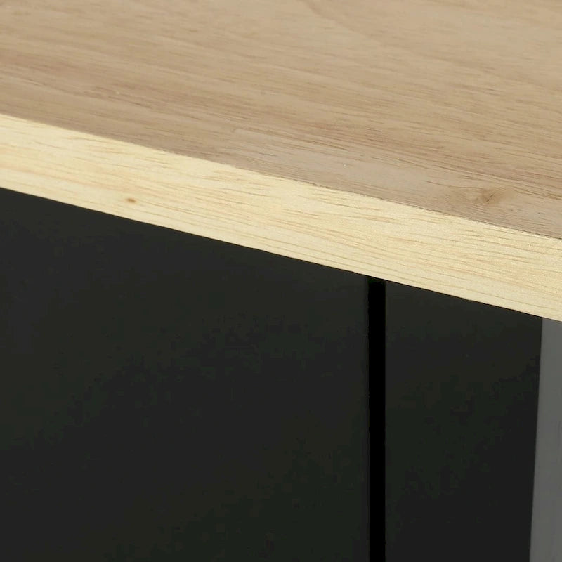 Desserte de cuisine moderne en bois avec roues, tiroirs et étagères
