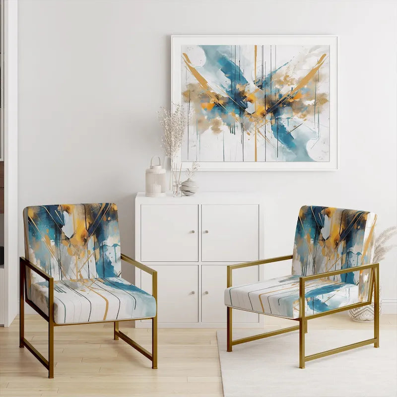 Fauteuil d'appoint sarcelle et or - Plusieurs styles