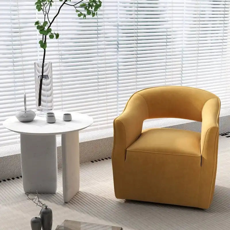 Fauteuil d'appoint pivotant à 360° en velours à dossier ouvert