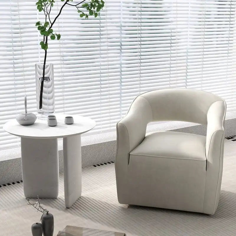Fauteuil d'appoint pivotant à 360° en velours à dossier ouvert