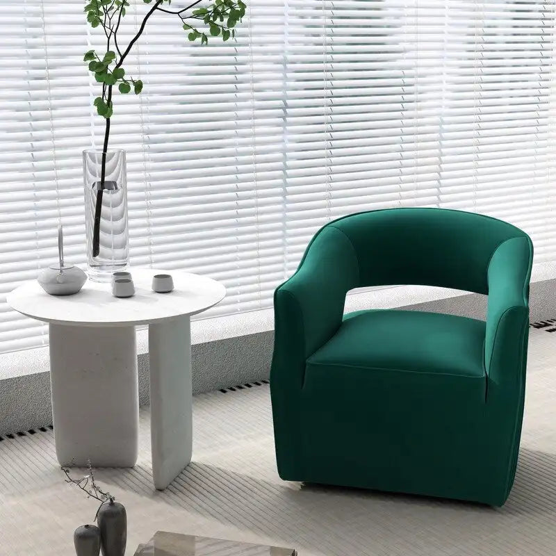 Fauteuil d'appoint pivotant à 360° en velours à dossier ouvert
