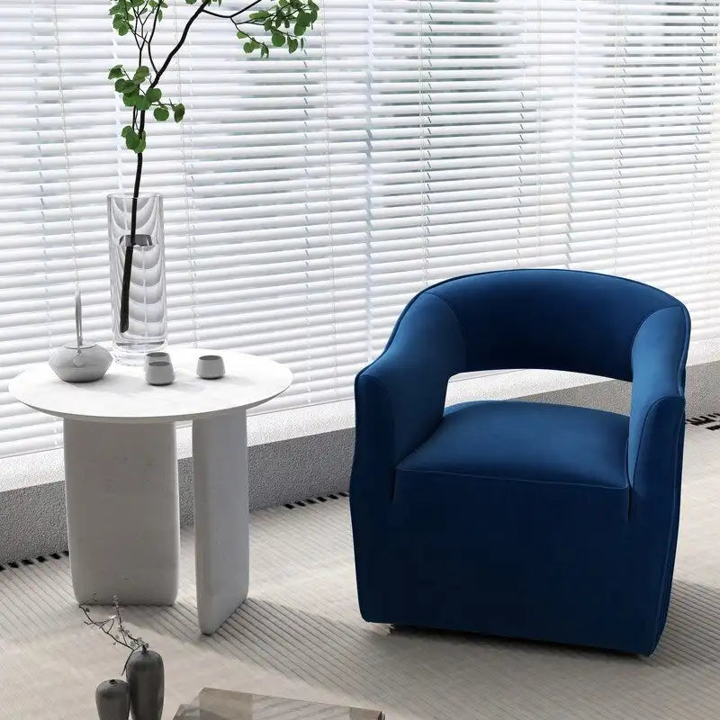 Fauteuil d'appoint pivotant à 360° en velours à dossier ouvert