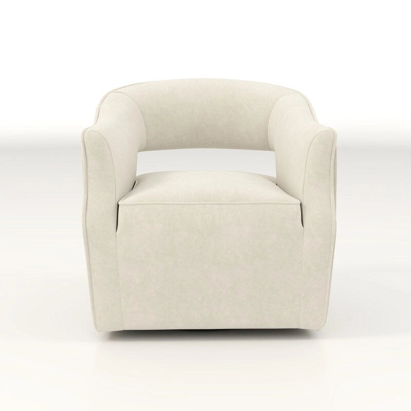 Fauteuil d'appoint pivotant à 360° en velours à dossier ouvert