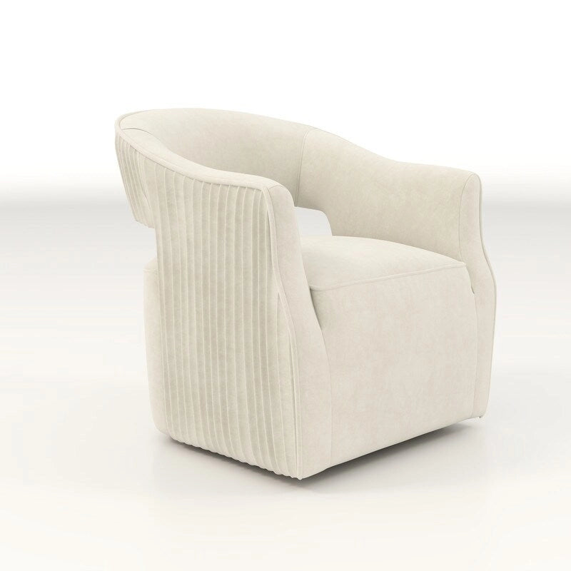 Fauteuil d'appoint pivotant à 360° en velours à dossier ouvert
