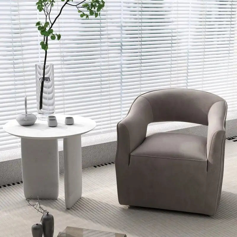 Fauteuil d'appoint pivotant à 360° en velours à dossier ouvert