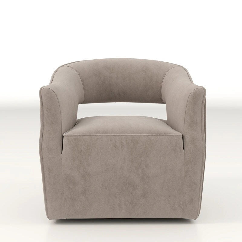 Fauteuil d'appoint pivotant à 360° en velours à dossier ouvert