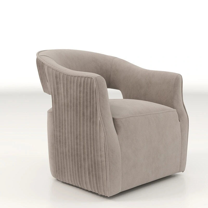 Fauteuil d'appoint pivotant à 360° en velours à dossier ouvert