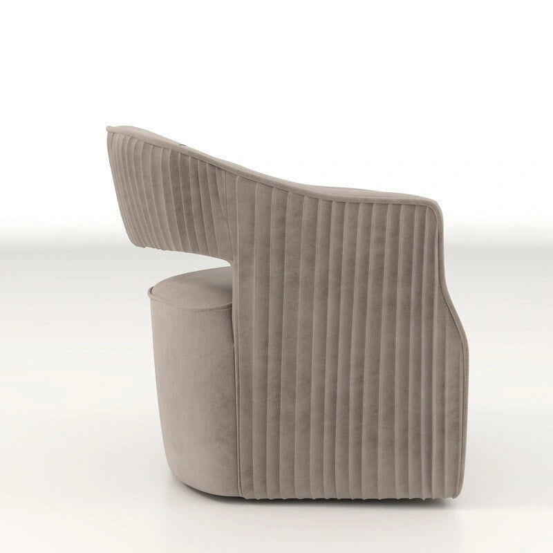 Fauteuil d'appoint pivotant à 360° en velours à dossier ouvert