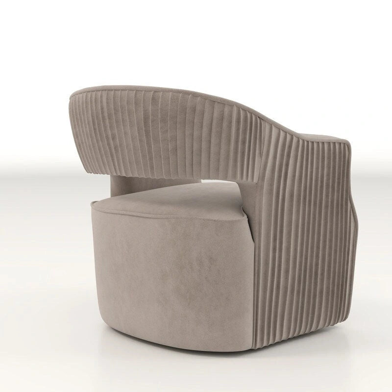 Fauteuil d'appoint pivotant à 360° en velours à dossier ouvert