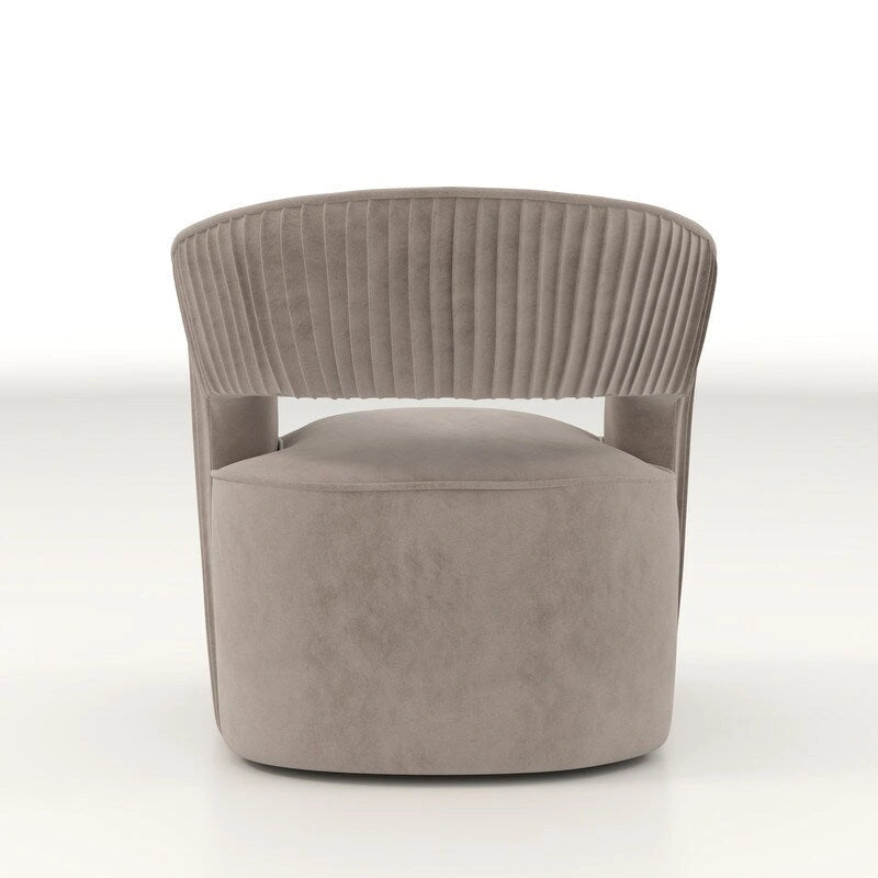 Fauteuil d'appoint pivotant à 360° en velours à dossier ouvert