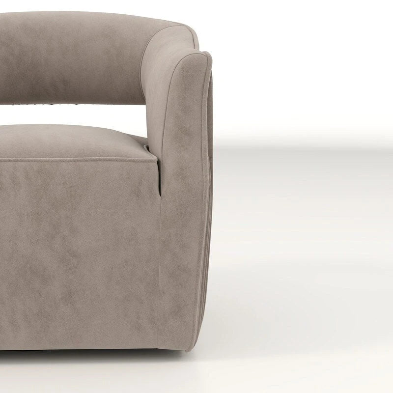 Fauteuil d'appoint pivotant à 360° en velours à dossier ouvert