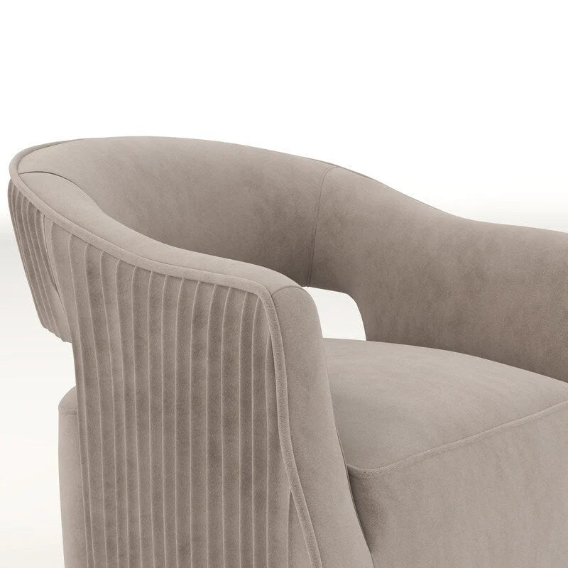 Fauteuil d'appoint pivotant à 360° en velours à dossier ouvert