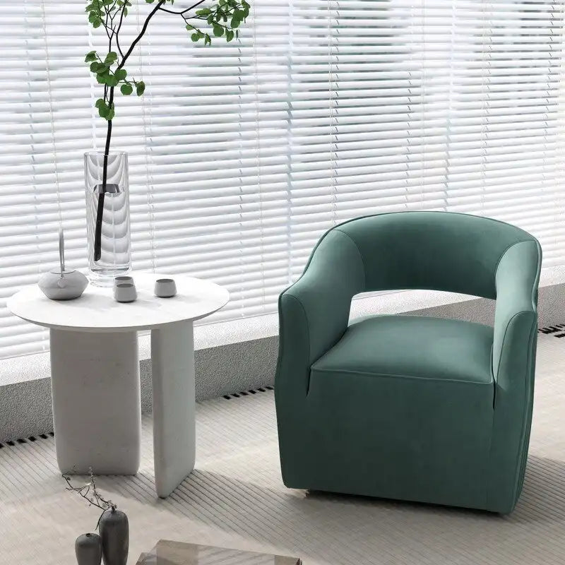 Fauteuil d'appoint pivotant à 360° en velours à dossier ouvert