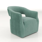 Fauteuil d'appoint pivotant à 360° en velours à dossier ouvert