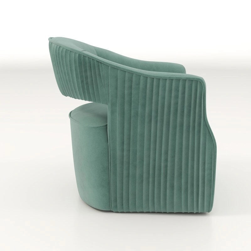 Fauteuil d'appoint pivotant à 360° en velours à dossier ouvert
