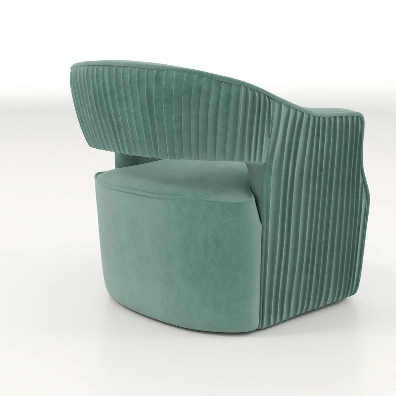 Fauteuil d'appoint pivotant à 360° en velours à dossier ouvert