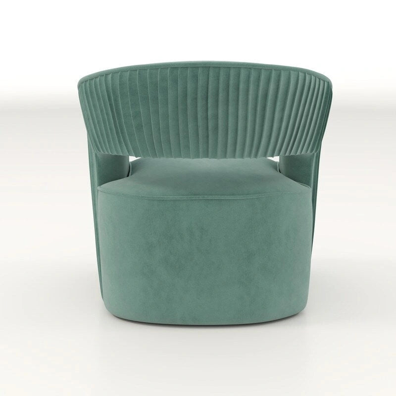 Fauteuil d'appoint pivotant à 360° en velours à dossier ouvert