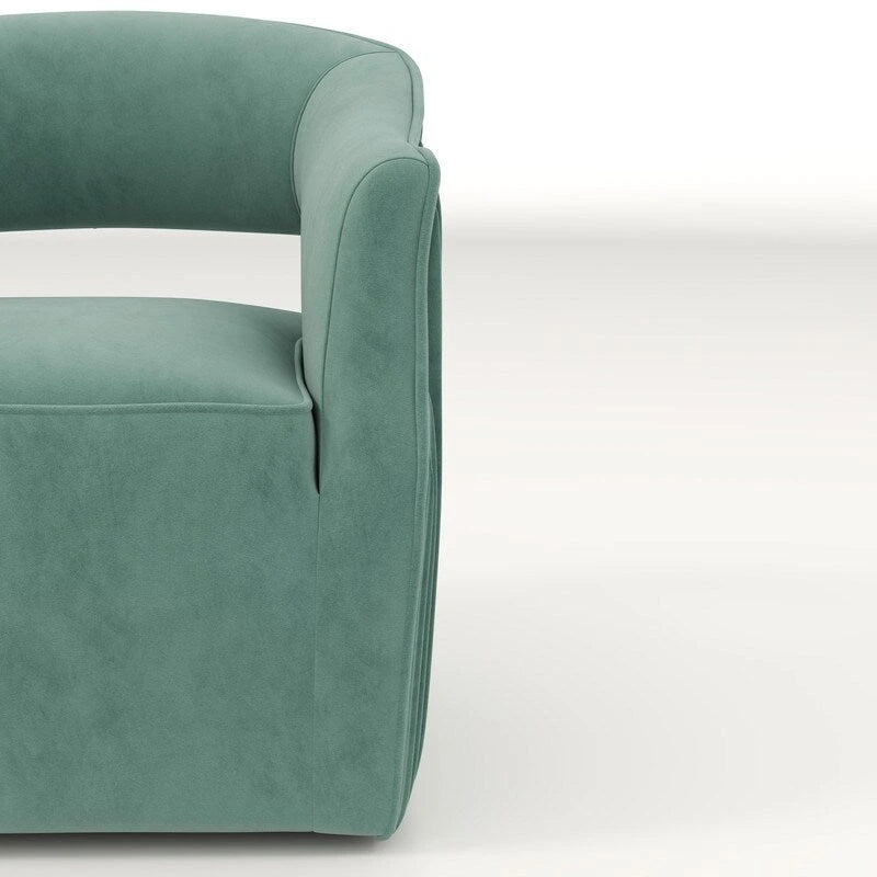 Fauteuil d'appoint pivotant à 360° en velours à dossier ouvert