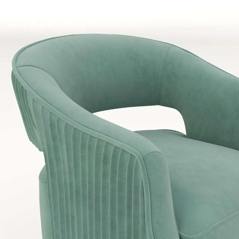 Fauteuil d'appoint pivotant à 360° en velours à dossier ouvert