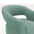 Fauteuil d'appoint pivotant à 360° en velours à dossier ouvert