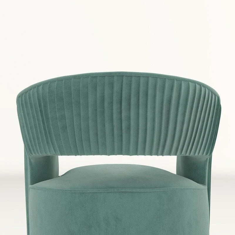 Fauteuil d'appoint pivotant à 360° en velours à dossier ouvert