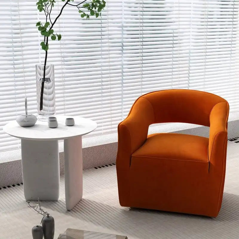 Fauteuil d'appoint pivotant à 360° en velours à dossier ouvert
