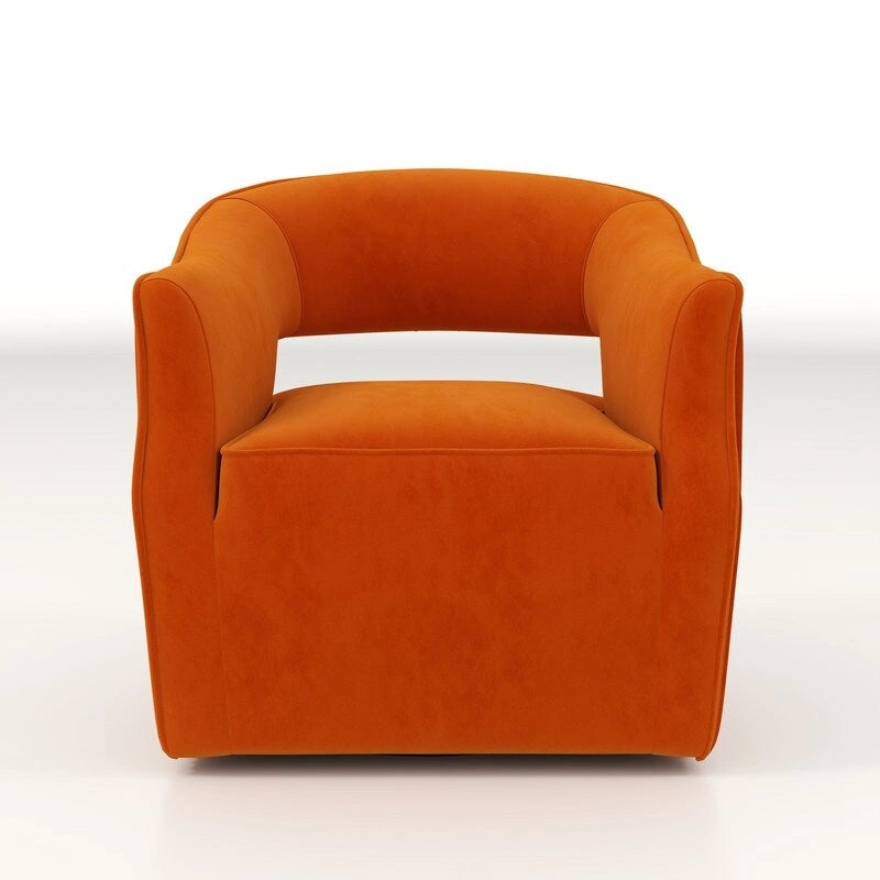 Fauteuil d'appoint pivotant à 360° en velours à dossier ouvert