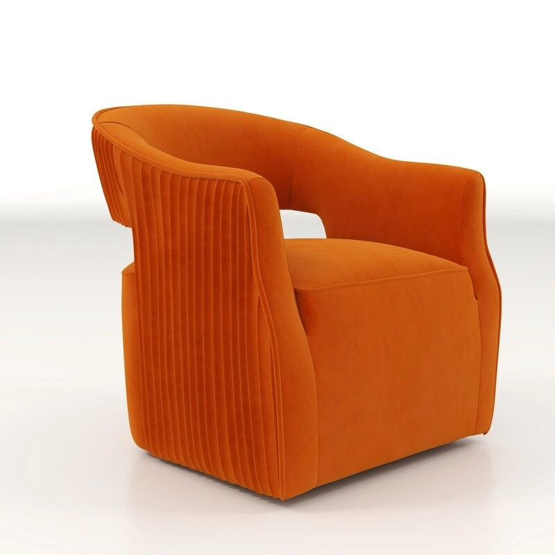 Fauteuil d'appoint pivotant à 360° en velours à dossier ouvert