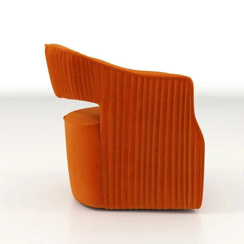 Fauteuil d'appoint pivotant à 360° en velours à dossier ouvert