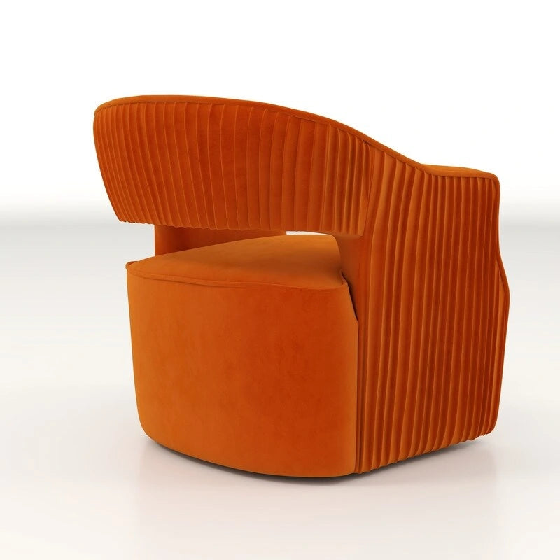 Fauteuil d'appoint pivotant à 360° en velours à dossier ouvert