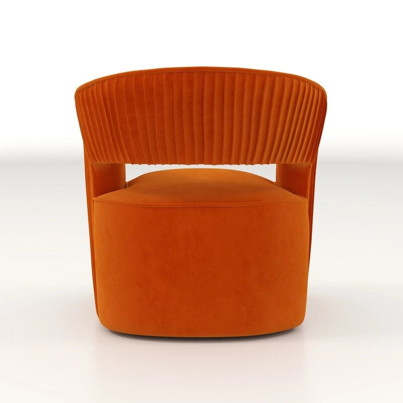 Fauteuil d'appoint pivotant à 360° en velours à dossier ouvert