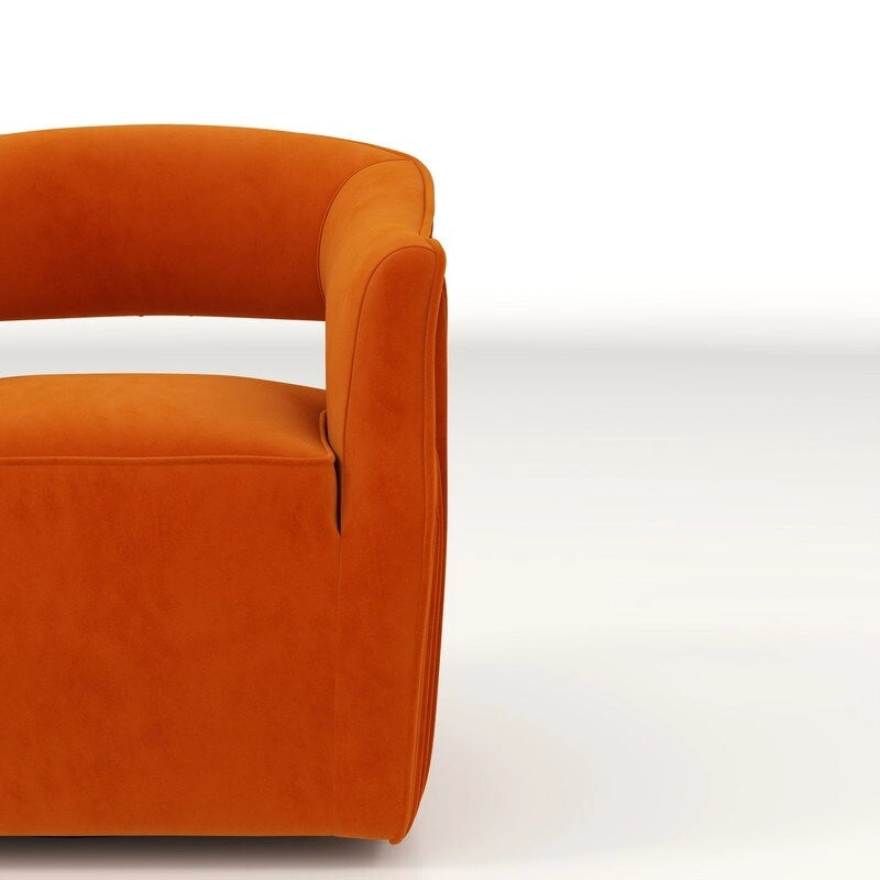 Fauteuil d'appoint pivotant à 360° en velours à dossier ouvert
