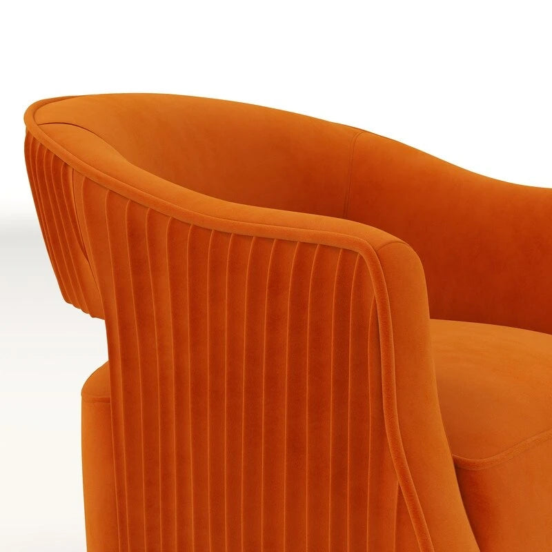 Fauteuil d'appoint pivotant à 360° en velours à dossier ouvert