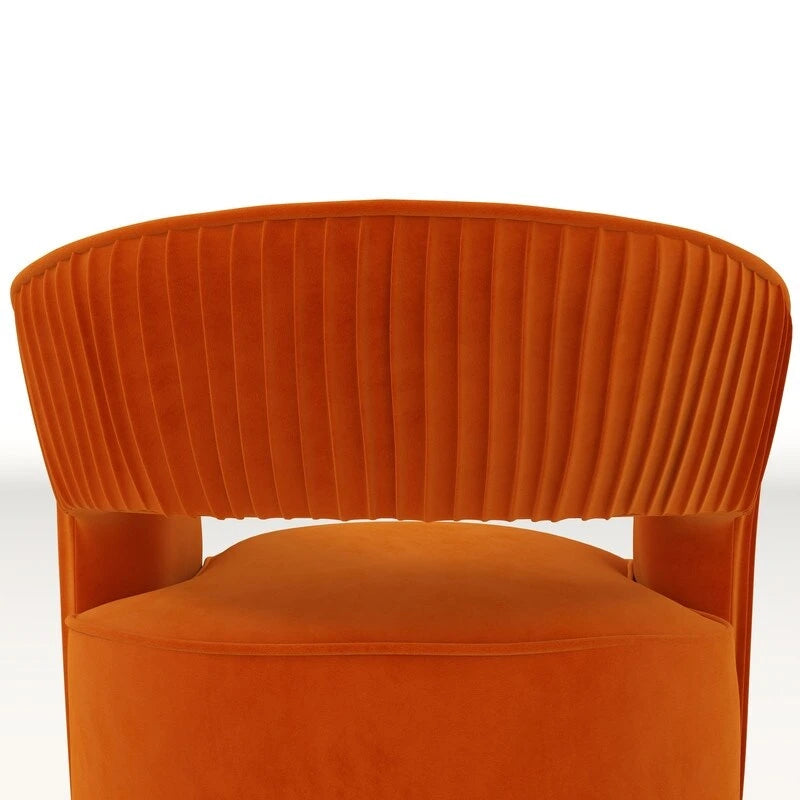 Fauteuil d'appoint pivotant à 360° en velours à dossier ouvert
