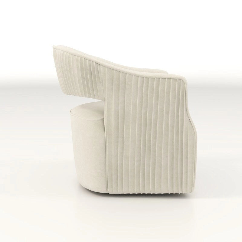 Fauteuil d'appoint pivotant à 360° en velours à dossier ouvert