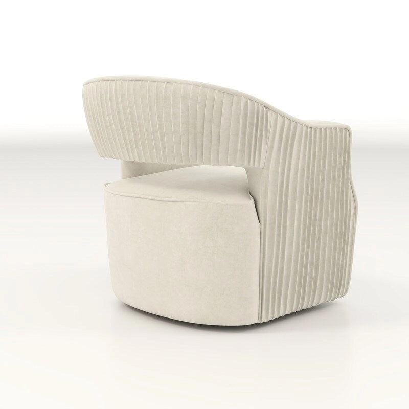 Fauteuil d'appoint pivotant à 360° en velours à dossier ouvert