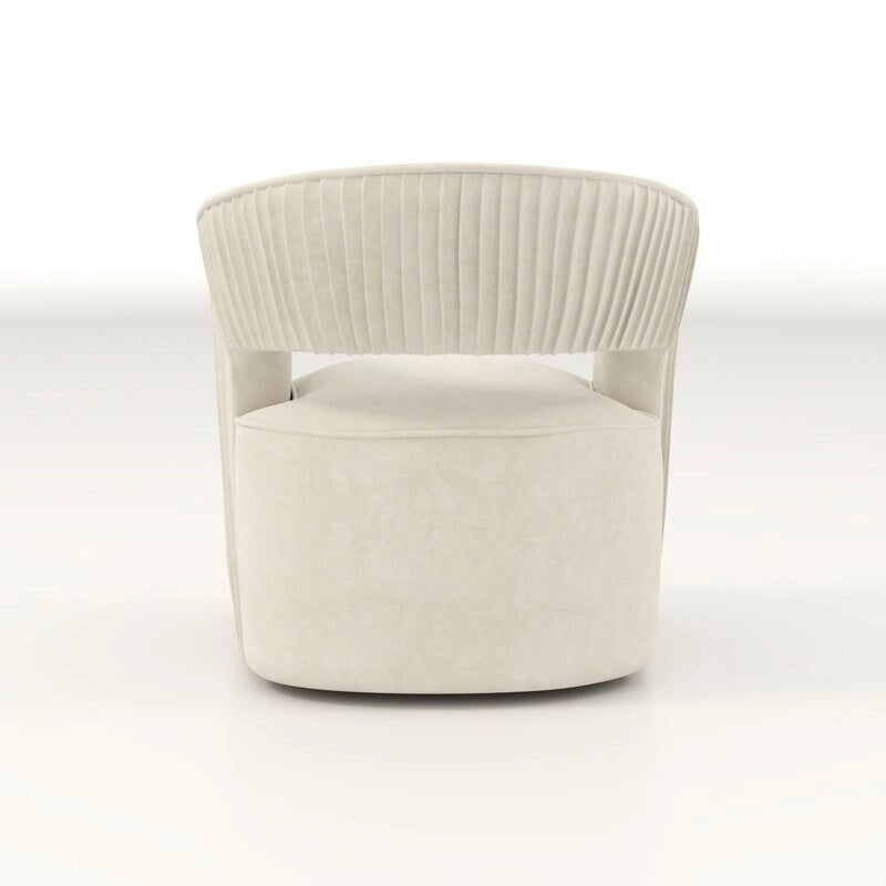 Fauteuil d'appoint pivotant à 360° en velours à dossier ouvert