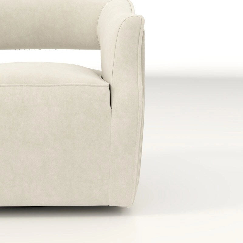 Fauteuil d'appoint pivotant à 360° en velours à dossier ouvert